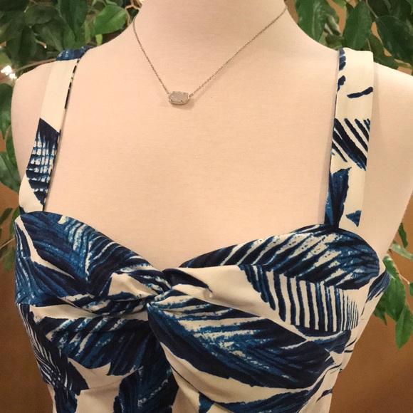 JONES NEW YORK SIGNATURE STRETCH BLUE, WHITE DRESS - Picture 6 of 8